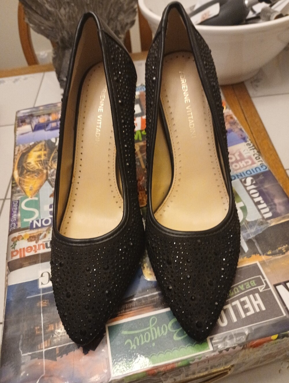 Adrienne Vittadini Black 3" Sparkly Heels